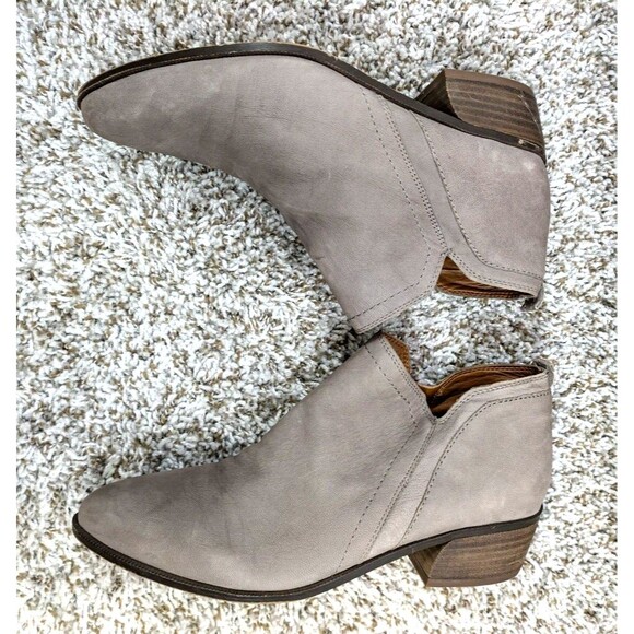Franco Sarto Ankle Bootie Womens Size 9 Gray Leather Heeled Almond Toe - Picture 5 of 13